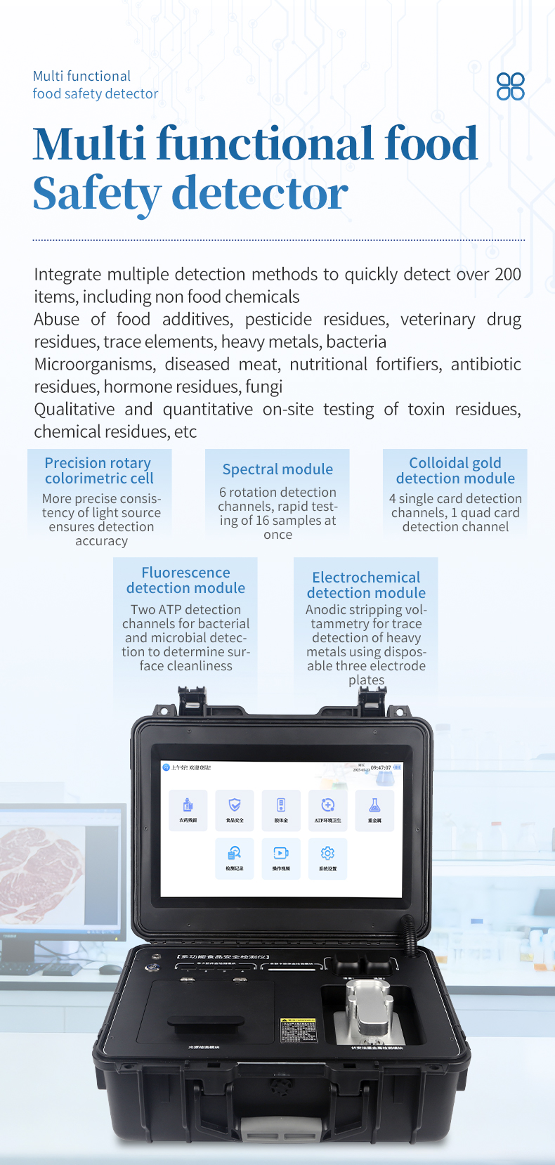 Complete HM-GS300 regulatory inspection kit with instrument reagents cuvettes and sampling accessories for field enforcement deployment